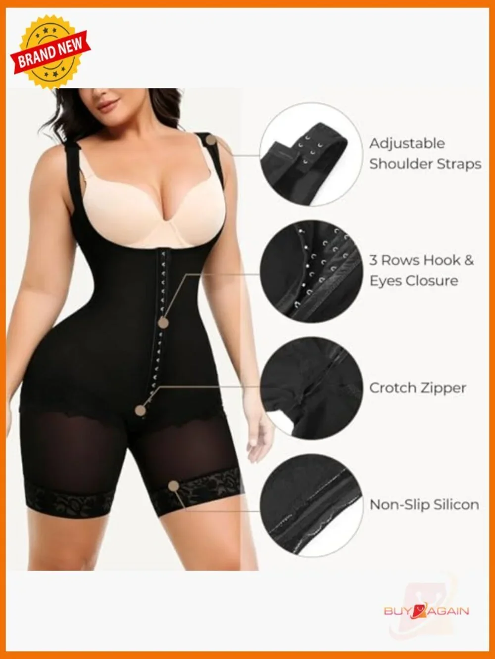 Fajas Colombianas Tummy Control Shapewear Butt Lifter Bodysuit Postpartum SW12